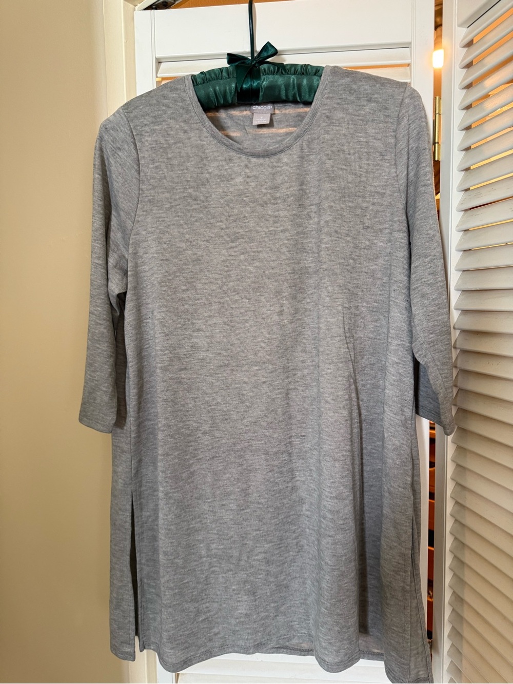 Chico's Olive Green Striped Knit Top